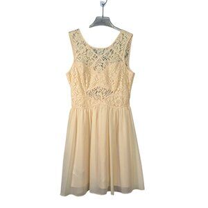 BCBGeneration Womens Lace Overlay Sleeveless Dress Size 8 Beige NEW